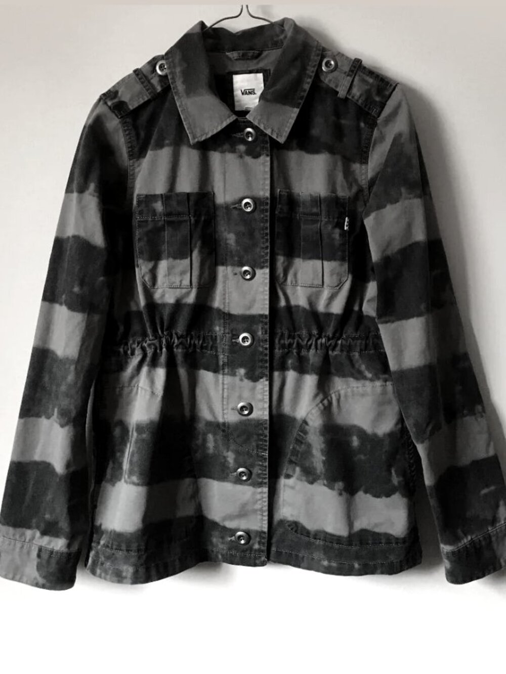 VTG Y2K 100% Cotton Vans Black & Grey Stripe Utility Jacket M Streetwear